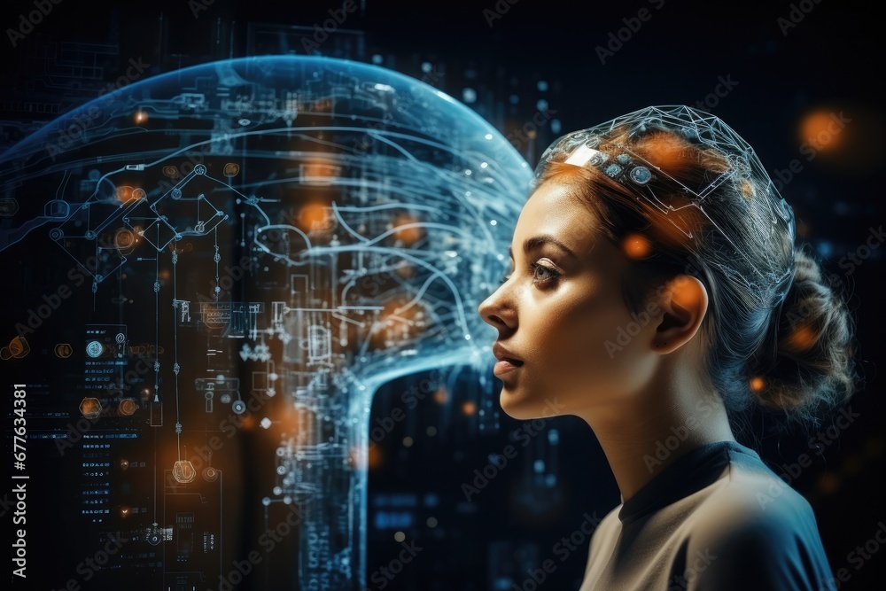 Technology and artificial intelligence, cyborg girl comes from the future world. by Generative AI. Technology and artificial intelligence, cyborg girl comes from the future world. by Generative AI.