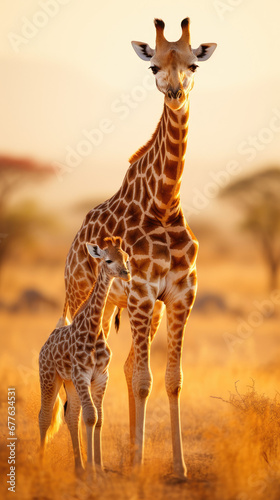 Mother giraffe with her baby © Issaka