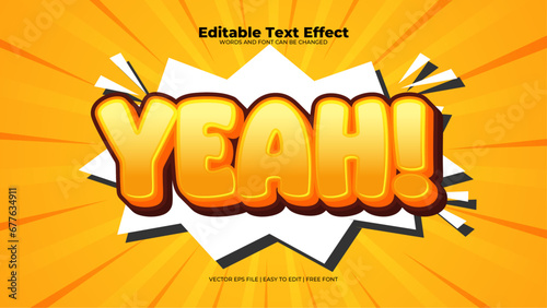 Yellow and white yeah 3d editable text effect - font style