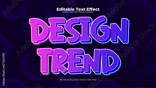 Blue and purple violet design trend 3d editable text effect - font style