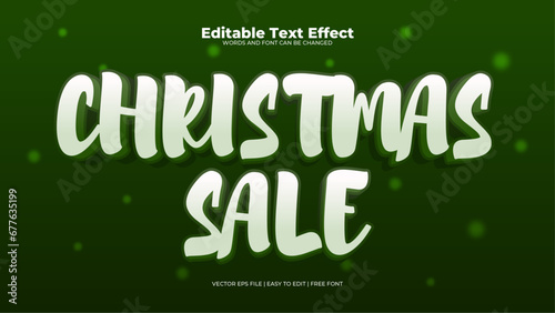 Green and white christmas sale 3d editable text effect - font style
