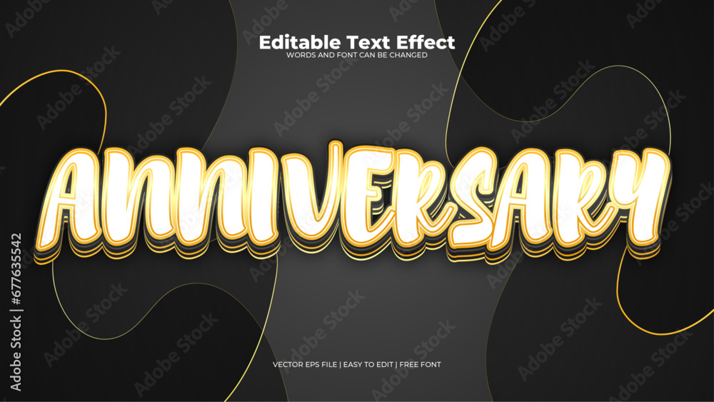 Black gold and white anniversary 3d editable text effect - font style - obrazy, fototapety, plakaty 