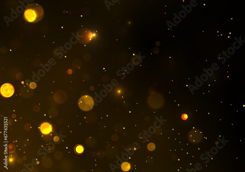 Festive golden luminous background with colorful lights bokeh. Christmas concept. © FlammaChe