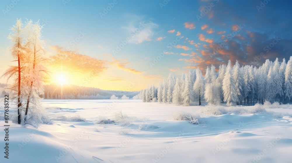 nature weather frozen sun panoramic illustration snowy frost, environment ice, season panorama nature weather frozen sun panoramic