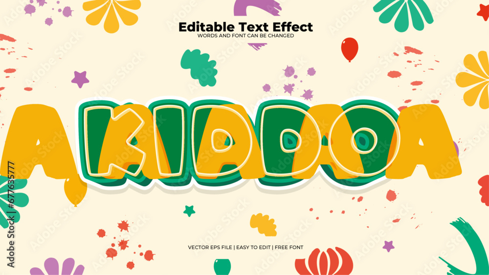 Colorful colourful kiddo 3d editable text effect - font style