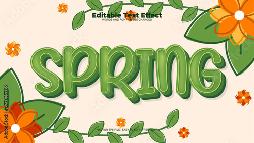 Green beige and orange spring 3d editable text effect - font style