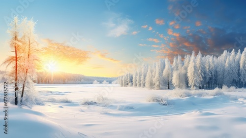 nature weather frozen sun panoramic illustration snowy frost, environment ice, season panorama nature weather frozen sun panoramic © vectorwin