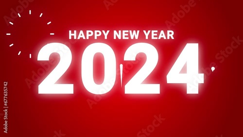 2024 happy new year 2024 animation 2024 new year celebration with light and fireworks style alpha looping greenscreen photo