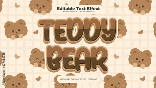 Brown and beige rustic teddy bear 3d editable text effect - font style