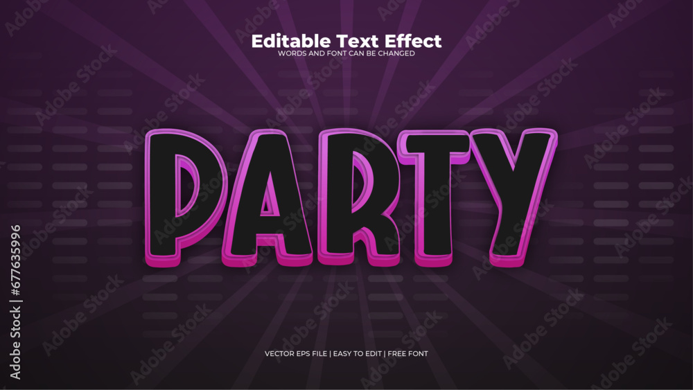 Black and purple violet party 3d editable text effect - font style