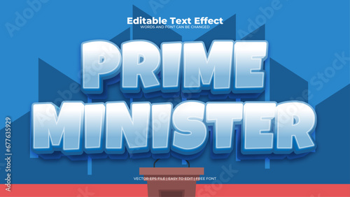 Blue white and red prime minister 3d editable text effect - font style photo