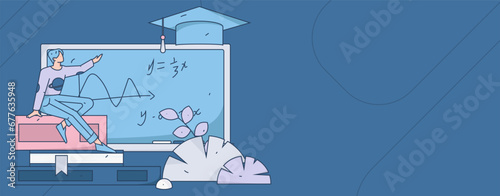 Education learning people flat vector concept hand drawn illustration
