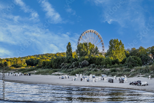 Fototapeta Naklejka Na Ścianę i Meble -  A view of the beach in Heringsdorf on the Baltic Sea