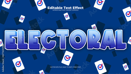 Blue and white electoral 3d editable text effect - font style