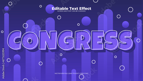 Blue congress 3d editable text effect - font style