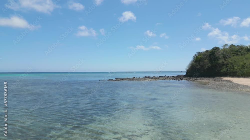 Drone Flying alongside a beautiful wild beach in Fiji Islands Drone Flying alongside a beautiful wild beach in Fiji Islands
