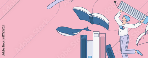 Education learning people flat vector concept hand drawn illustration
