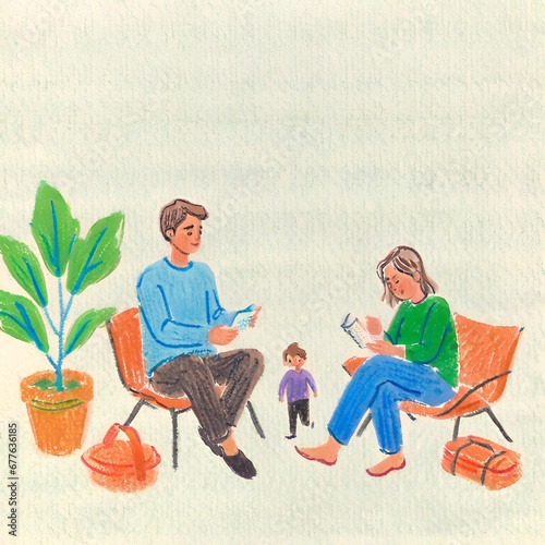 家族の読書時間 - AI生成画像