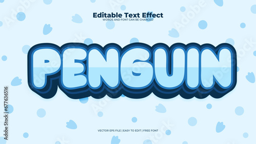Blue penguin 3d editable text effect - font style