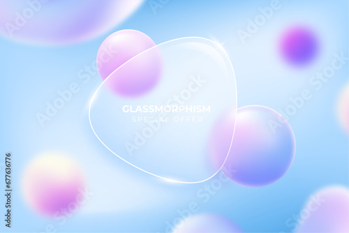 Realistic GlassMorphism style trendy card with holographic 3d effect fluid modern banner abstract vector design background