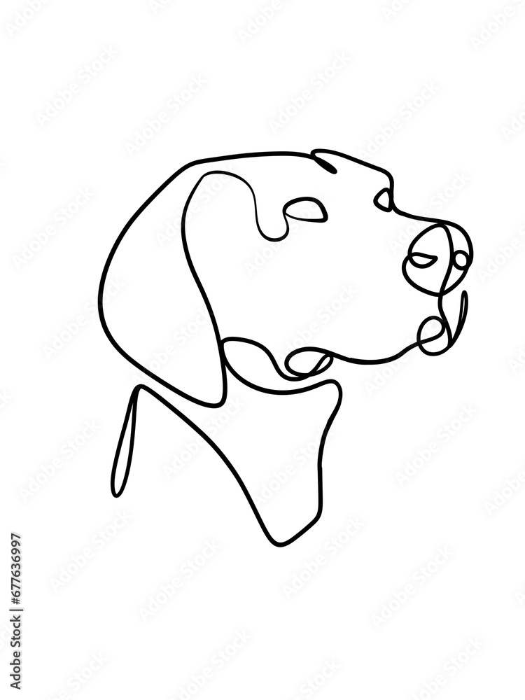 A dog is drawn in one line art style. Printable art. Pet Art