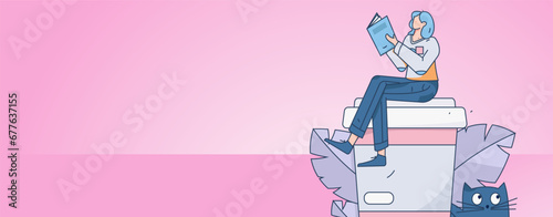 Education learning people flat vector concept hand drawn illustration
