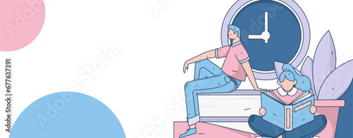 Education learning people flat vector concept hand drawn illustration
