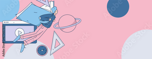 Education learning people flat vector concept hand drawn illustration
