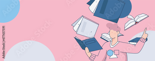 Education learning people flat vector concept hand drawn illustration
