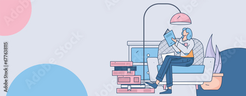 Education learning people flat vector concept hand drawn illustration
