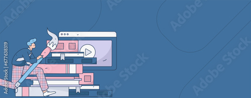 Education learning people flat vector concept hand drawn illustration
