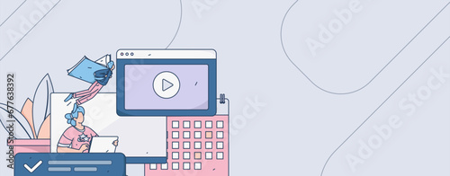 Education learning people flat vector concept hand drawn illustration
