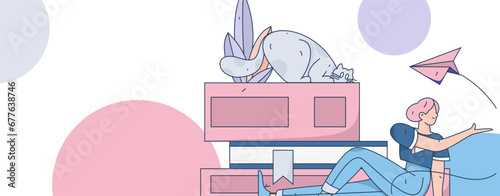 Education learning people flat vector concept hand drawn illustration
