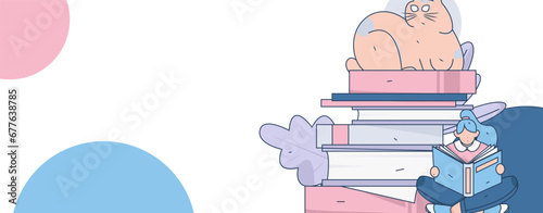 Education learning people flat vector concept hand drawn illustration
