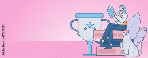 Education learning people flat vector concept hand drawn illustration
