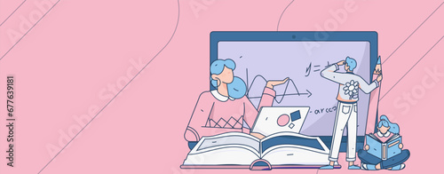 Education learning people flat vector concept hand drawn illustration

