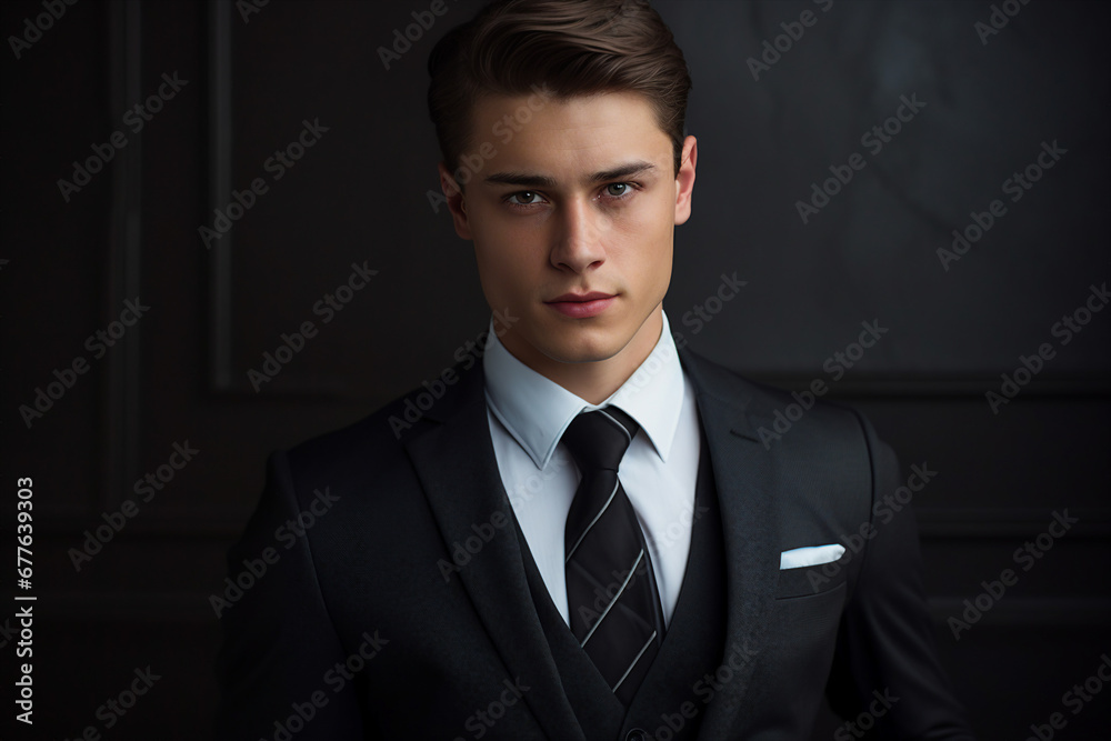 Image of a handsome successful man created with generative ai technology isolated on dark grey background Image of a handsome successful man created with generative ai technology isolated on dark grey background
