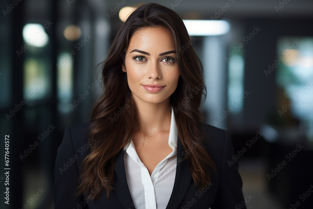 Generative AI picture portrait of attractive office worker young woman