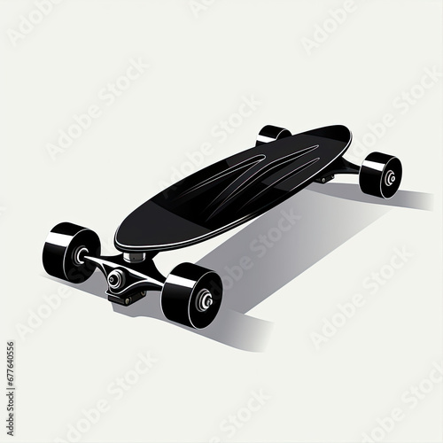 Skateboard on wheels on a white background. Vector illustration.
