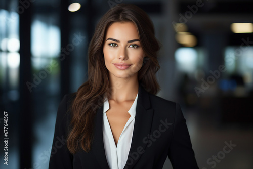 Generative AI portrait of gorgeous office worker young female woman business meeting