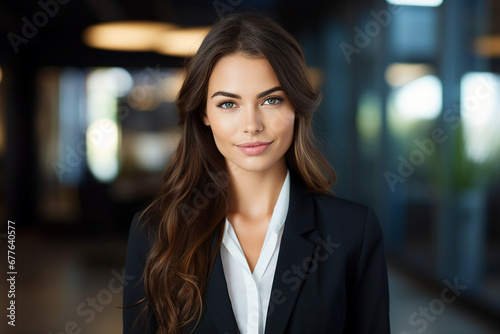 Generative AI picture portrait of attractive office worker young woman