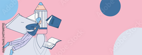 Education learning people flat vector concept hand drawn illustration
