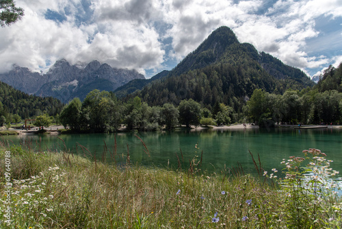 Great nature scenery in Slovenian Alps. Incredible landscape on Jasna lake.