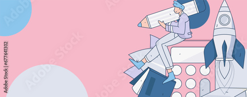 Education learning people flat vector concept hand drawn illustration
