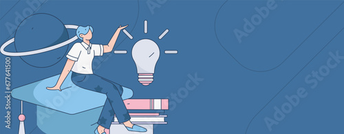 Education learning people flat vector concept hand drawn illustration
