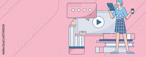 Education learning people flat vector concept hand drawn illustration
