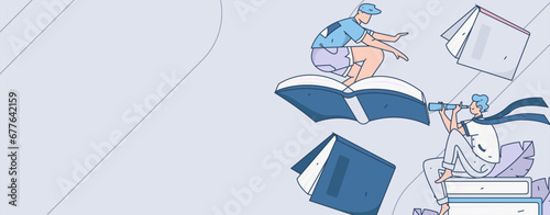 Education learning people flat vector concept hand drawn illustration
