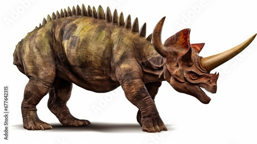 Triceratops horridus, dinosaur isolated on white background, Generative AI © Not Just a Picture