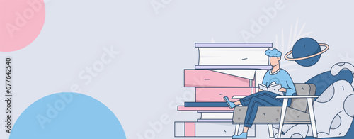 Education learning people flat vector concept hand drawn illustration
