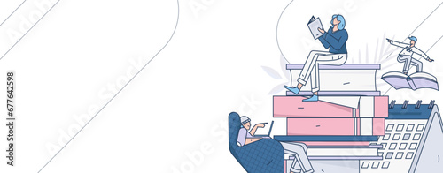 Education learning people flat vector concept hand drawn illustration
